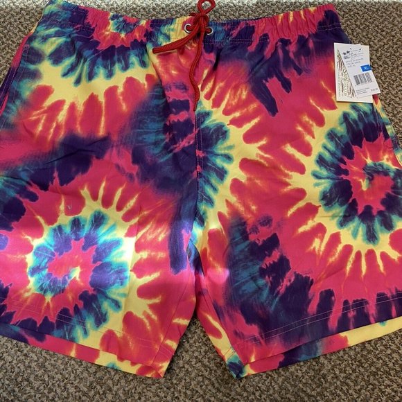 U.S. SURF CLUB OAHU HI ORIGINAL TIE-DYE SWIM TRUNKS SHORTS MEDIUM NWT B1-50 - Picture 1 of 2
